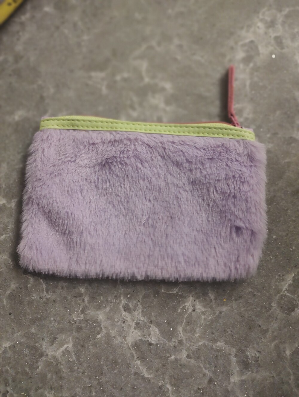 Ipsy cosmetic bag with soft purple fur